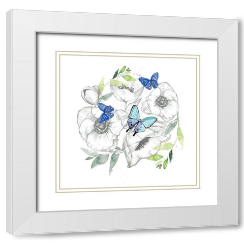 Watercolor Butterfly Collection C White Modern Wood Framed Art Print with Double Matting by Parker, Jennifer Paxton