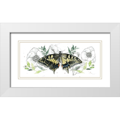 Watercolor Butterfly Collection D White Modern Wood Framed Art Print with Double Matting by Parker, Jennifer Paxton
