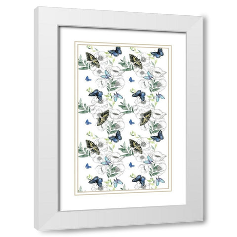 Watercolor Butterfly Collection E White Modern Wood Framed Art Print with Double Matting by Parker, Jennifer Paxton