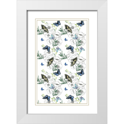 Watercolor Butterfly Collection E White Modern Wood Framed Art Print with Double Matting by Parker, Jennifer Paxton