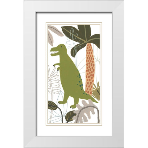 Mighty Dinos Collection B White Modern Wood Framed Art Print with Double Matting by Vess, June Erica