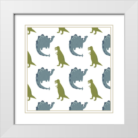 Mighty Dinos Collection F White Modern Wood Framed Art Print with Double Matting by Vess, June Erica