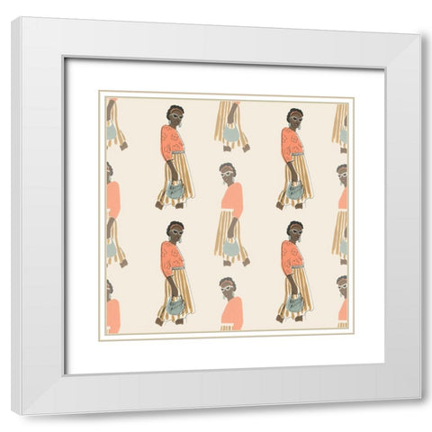 Fashion Vignette Collection F White Modern Wood Framed Art Print with Double Matting by Vess, June Erica