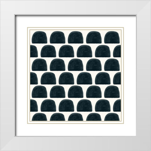 Brushy Shapes Collection F White Modern Wood Framed Art Print with Double Matting by Barnes, Victoria