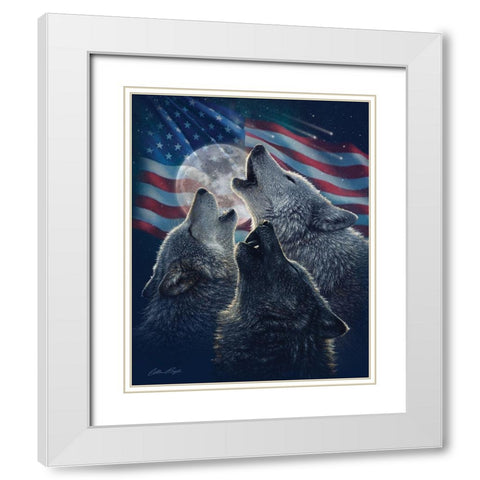 Wolf Trinity Patriotic White Modern Wood Framed Art Print with Double Matting by Bogle, Collin