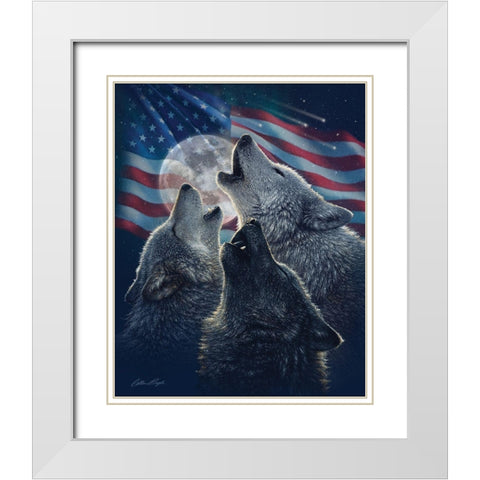 Wolf Trinity Patriotic White Modern Wood Framed Art Print with Double Matting by Bogle, Collin