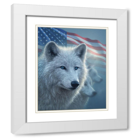Arctic Wolves America White Modern Wood Framed Art Print with Double Matting by Bogle, Collin