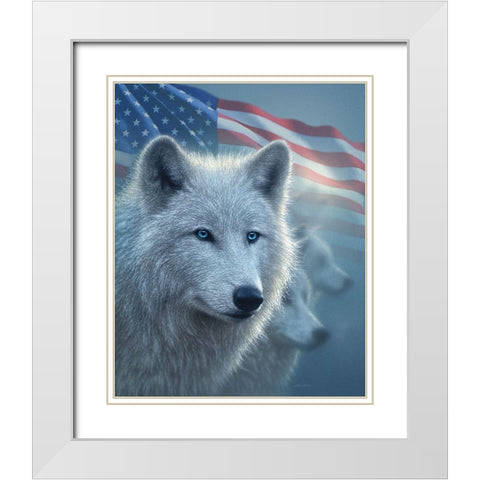 Arctic Wolves America White Modern Wood Framed Art Print with Double Matting by Bogle, Collin