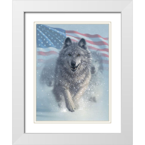 Running Wolves America White Modern Wood Framed Art Print with Double Matting by Bogle, Collin