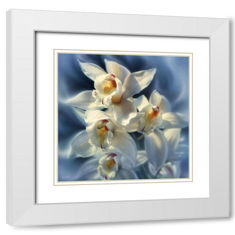 Orchids White Modern Wood Framed Art Print with Double Matting by Bogle, Collin