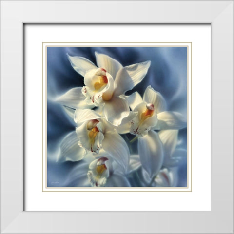 Orchids White Modern Wood Framed Art Print with Double Matting by Bogle, Collin