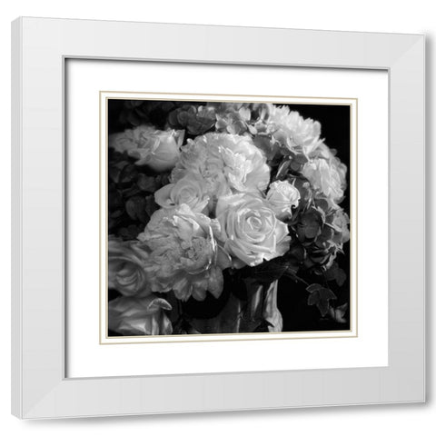 Rhapsody in Bloom - BandW White Modern Wood Framed Art Print with Double Matting by Bogle, Collin