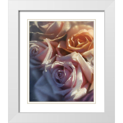 Rose Pedals White Modern Wood Framed Art Print with Double Matting by Bogle, Collin