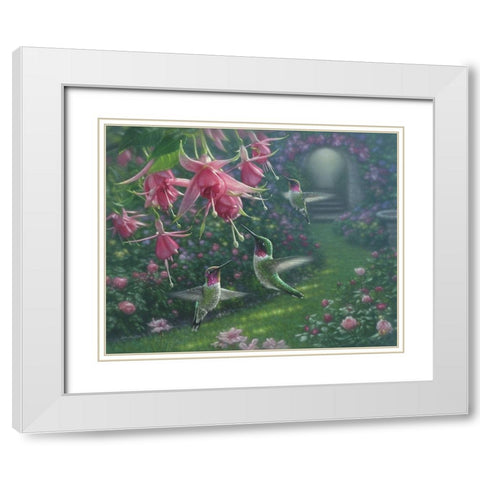 Hummingbird Haven White Modern Wood Framed Art Print with Double Matting by Bogle, Collin