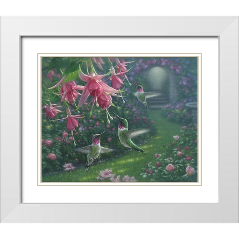 Hummingbird Haven White Modern Wood Framed Art Print with Double Matting by Bogle, Collin