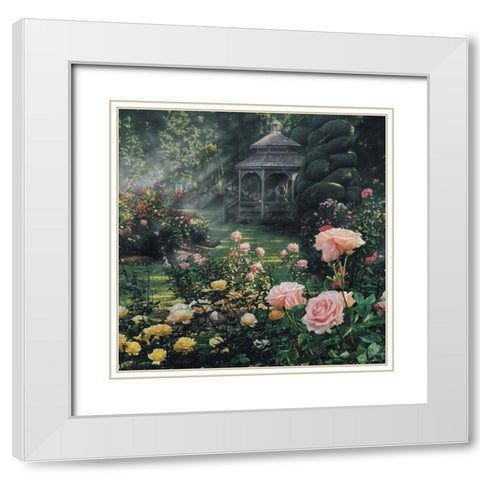 Rose Garden - Paradise Found - Square White Modern Wood Framed Art Print with Double Matting by Bogle, Collin