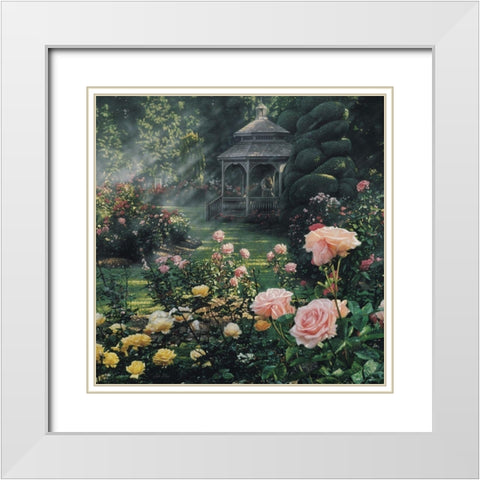 Rose Garden - Paradise Found - Square White Modern Wood Framed Art Print with Double Matting by Bogle, Collin