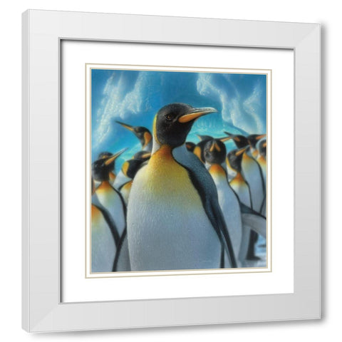 Penguin Paradise White Modern Wood Framed Art Print with Double Matting by Bogle, Collin