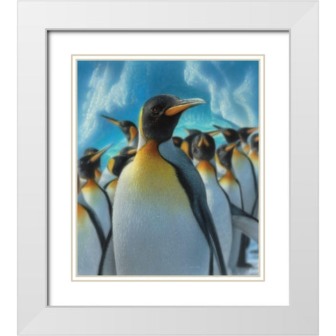 Penguin Paradise White Modern Wood Framed Art Print with Double Matting by Bogle, Collin