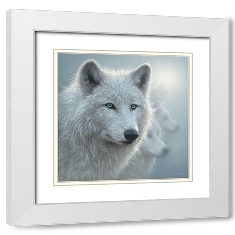 Arctic Wolves - Whiteout White Modern Wood Framed Art Print with Double Matting by Bogle, Collin