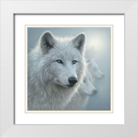 Arctic Wolves - Whiteout White Modern Wood Framed Art Print with Double Matting by Bogle, Collin