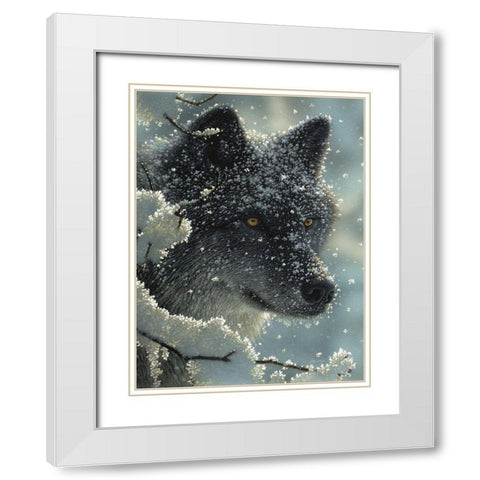 Black Wolf - Black in White White Modern Wood Framed Art Print with Double Matting by Bogle, Collin