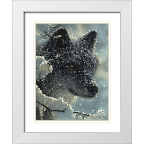 Black Wolf - Black in White White Modern Wood Framed Art Print with Double Matting by Bogle, Collin