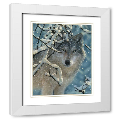 Wolf - Broken Silence White Modern Wood Framed Art Print with Double Matting by Bogle, Collin