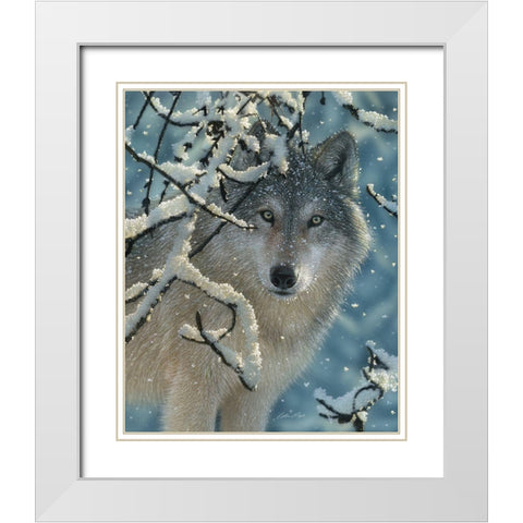 Wolf - Broken Silence White Modern Wood Framed Art Print with Double Matting by Bogle, Collin