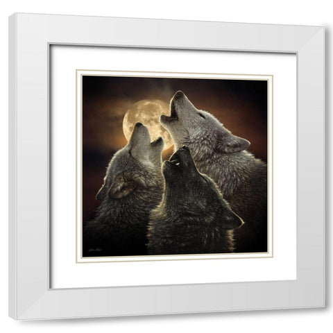 Wolf Trinity White Modern Wood Framed Art Print with Double Matting by Bogle, Collin