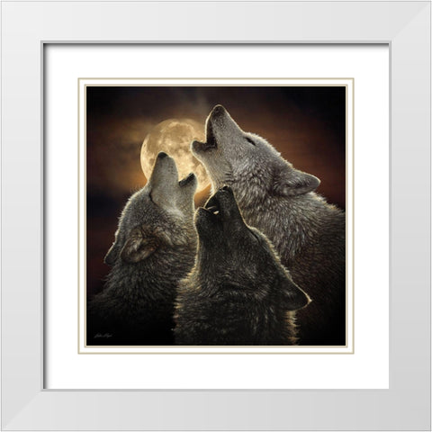 Wolf Trinity White Modern Wood Framed Art Print with Double Matting by Bogle, Collin