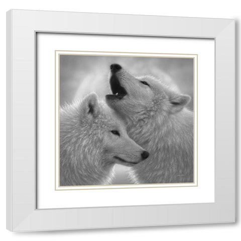 Wolves - Love Song - BandW White Modern Wood Framed Art Print with Double Matting by Bogle, Collin