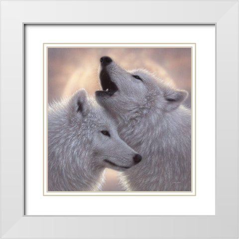 Wolves - Love Song White Modern Wood Framed Art Print with Double Matting by Bogle, Collin