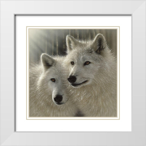 Wolves - Sunlit Soulmates White Modern Wood Framed Art Print with Double Matting by Bogle, Collin