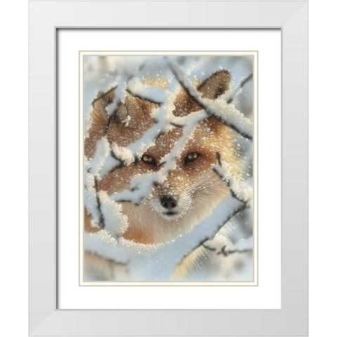 Red Fox - Hide and Seek White Modern Wood Framed Art Print with Double Matting by Bogle, Collin
