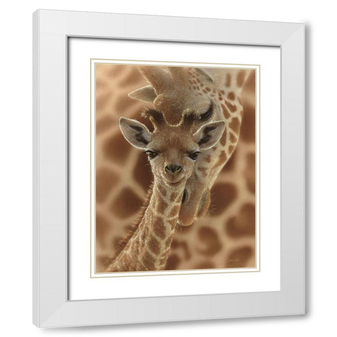 Newborn Giraffe White Modern Wood Framed Art Print with Double Matting by Bogle, Collin