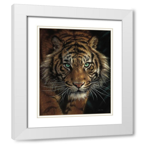 Eye of the Tiger White Modern Wood Framed Art Print with Double Matting by Bogle, Collin
