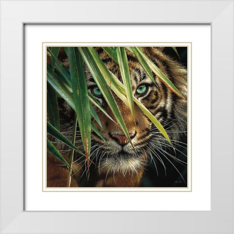 Tiger Eyes White Modern Wood Framed Art Print with Double Matting by Bogle, Collin