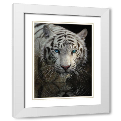 White Tiger - Into the Light White Modern Wood Framed Art Print with Double Matting by Bogle, Collin