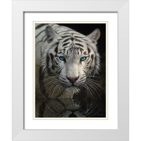 White Tiger - Into the Light White Modern Wood Framed Art Print with Double Matting by Bogle, Collin