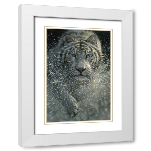 White Tiger - West and Wild White Modern Wood Framed Art Print with Double Matting by Bogle, Collin