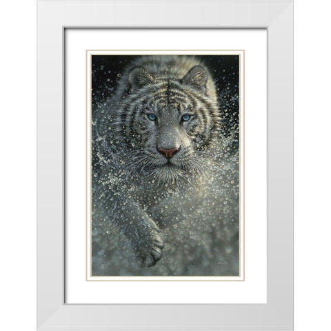 White Tiger - West and Wild White Modern Wood Framed Art Print with Double Matting by Bogle, Collin