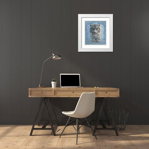 White Tiger - Wild Intentions White Modern Wood Framed Art Print with Double Matting by Bogle, Collin