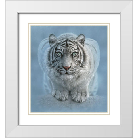 White Tiger - Wild Intentions White Modern Wood Framed Art Print with Double Matting by Bogle, Collin