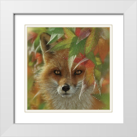 Autumn Red Fox White Modern Wood Framed Art Print with Double Matting by Bogle, Collin