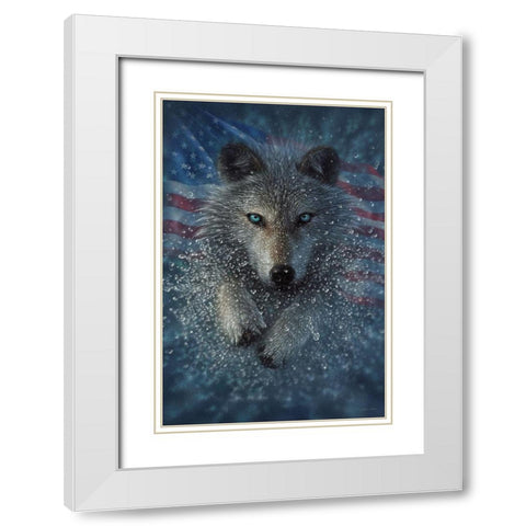 American Wolf White Modern Wood Framed Art Print with Double Matting by Bogle, Collin