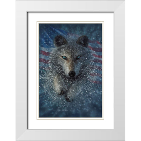 American Wolf White Modern Wood Framed Art Print with Double Matting by Bogle, Collin