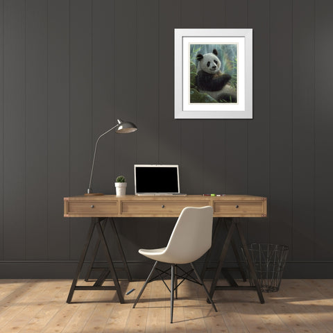 Panda Paradise White Modern Wood Framed Art Print with Double Matting by Bogle, Collin