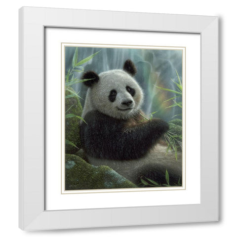 Panda Paradise White Modern Wood Framed Art Print with Double Matting by Bogle, Collin
