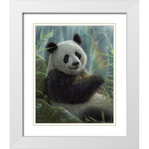 Panda Paradise White Modern Wood Framed Art Print with Double Matting by Bogle, Collin